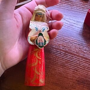 Handcrafted Red Wooden Figurine Ornament